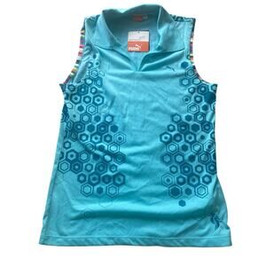 NWT PUMA Golf Tennis Blue Radiancy Hadley Sleeve Moisture Wicking Shirt S